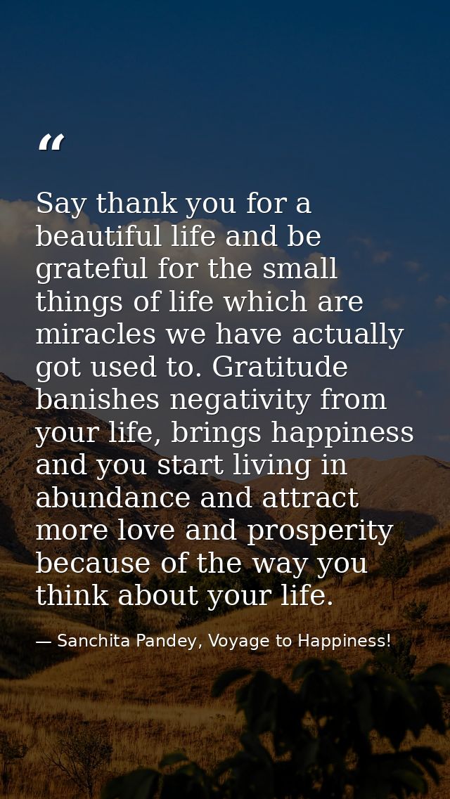 Say thank you for a beautiful life and be grateful for the small things of life which are miracles we have actually got  — Sanchita Pandey, Voyage to Happiness!