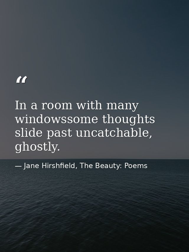 In a room with many windowssome thoughts slide past uncatchable, ghostly. — Jane Hirshfield, The Beauty: Poems