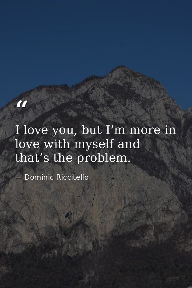I love you, but I’m more in love with myself and that’s the problem. — Dominic Riccitello