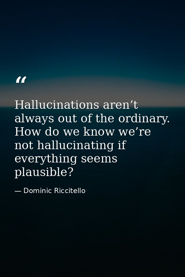 Hallucinations aren’t always out of the ordinary. How do we know we’re not hallucinating if everything seems plausible? — Dominic Riccitello