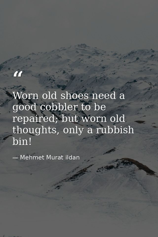 Worn old shoes need a good cobbler to be repaired; but worn old thoughts, only a rubbish bin! — Mehmet Murat ildan