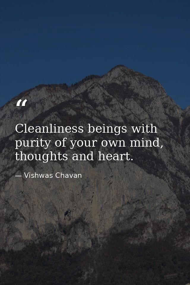 Cleanliness beings with purity of your own mind, thoughts and heart. — Vishwas Chavan