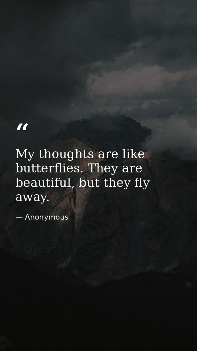 My thoughts are like butterflies. They are beautiful, but they fly away. — Anonymous