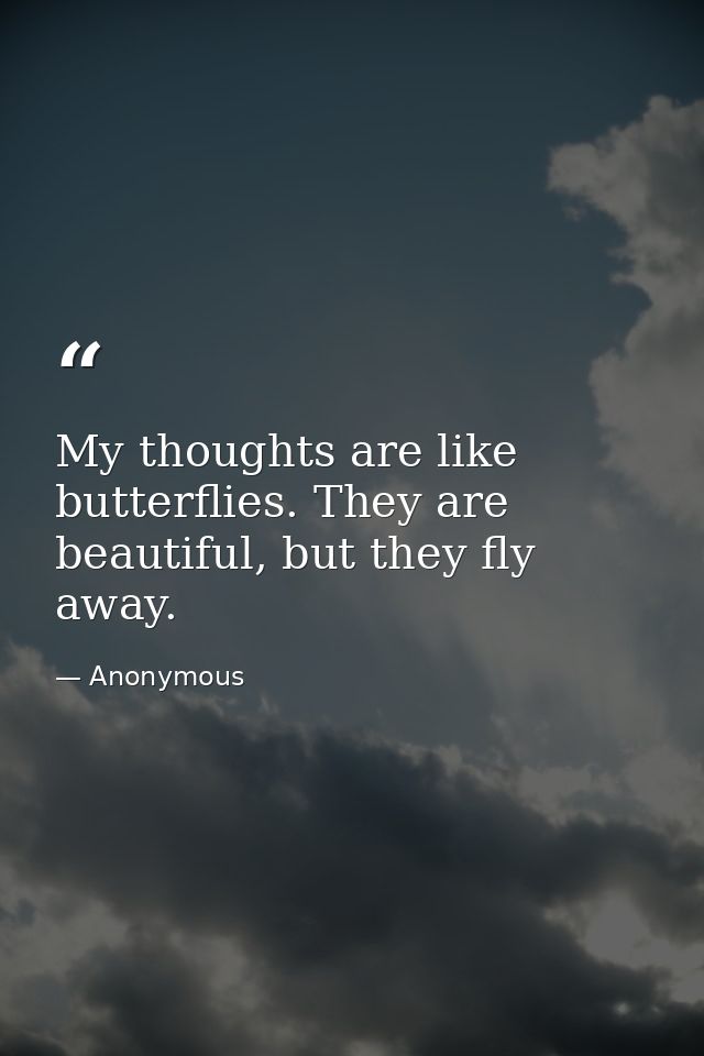 My thoughts are like butterflies. They are beautiful, but they fly away. — Anonymous