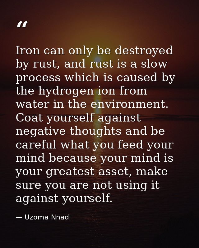 Iron can only be destroyed by rust, and rust is a slow process which is caused by the hydrogen ion from water in the env — Uzoma Nnadi