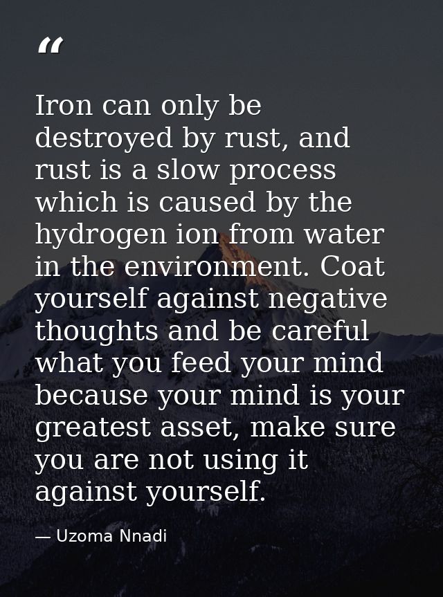 Iron can only be destroyed by rust, and rust is a slow process which is caused by the hydrogen ion from water in the env — Uzoma Nnadi