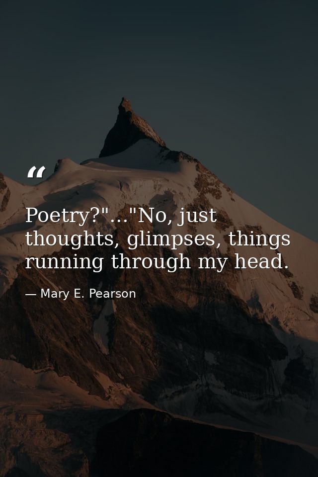 Poetry?"..."No, just thoughts, glimpses, things running through my head. — Mary E. Pearson