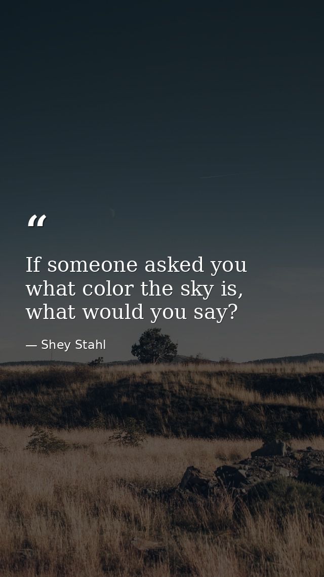 If someone asked you what color the sky is, what would you say? — Shey Stahl