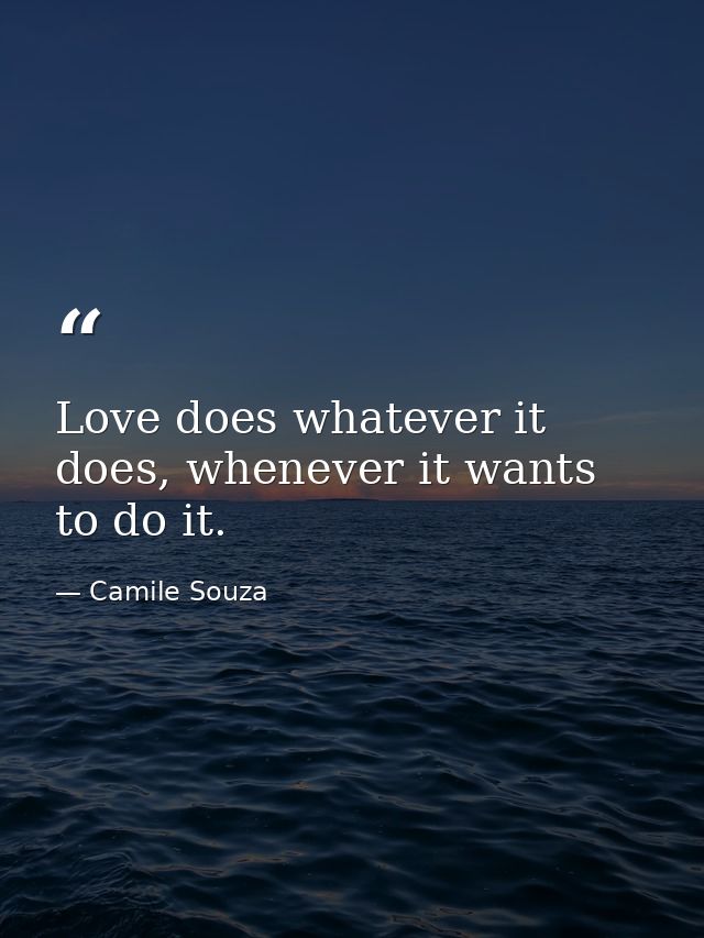 Love does whatever it does, whenever it wants to do it. — Camile Souza