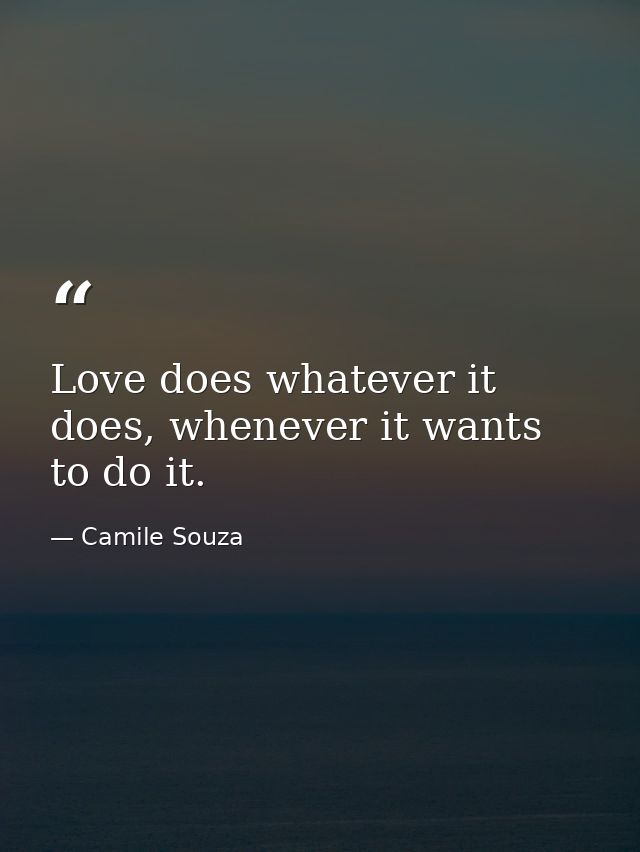 Love does whatever it does, whenever it wants to do it. — Camile Souza