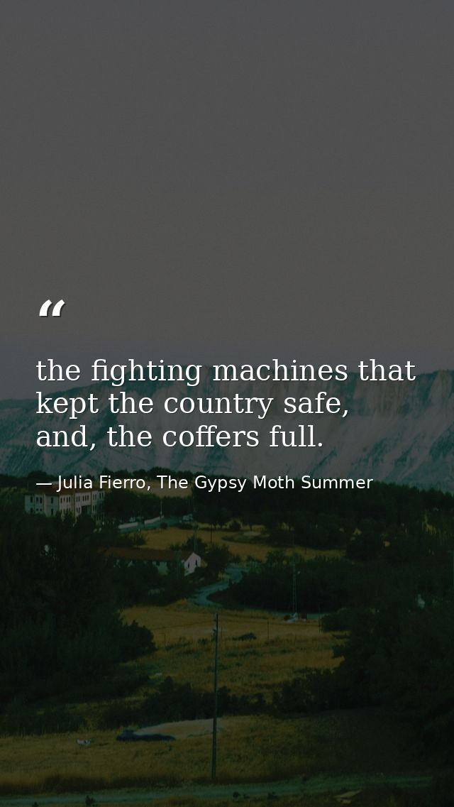 the fighting machines that kept the country safe, and, the coffers full. — Julia Fierro, The Gypsy Moth Summer