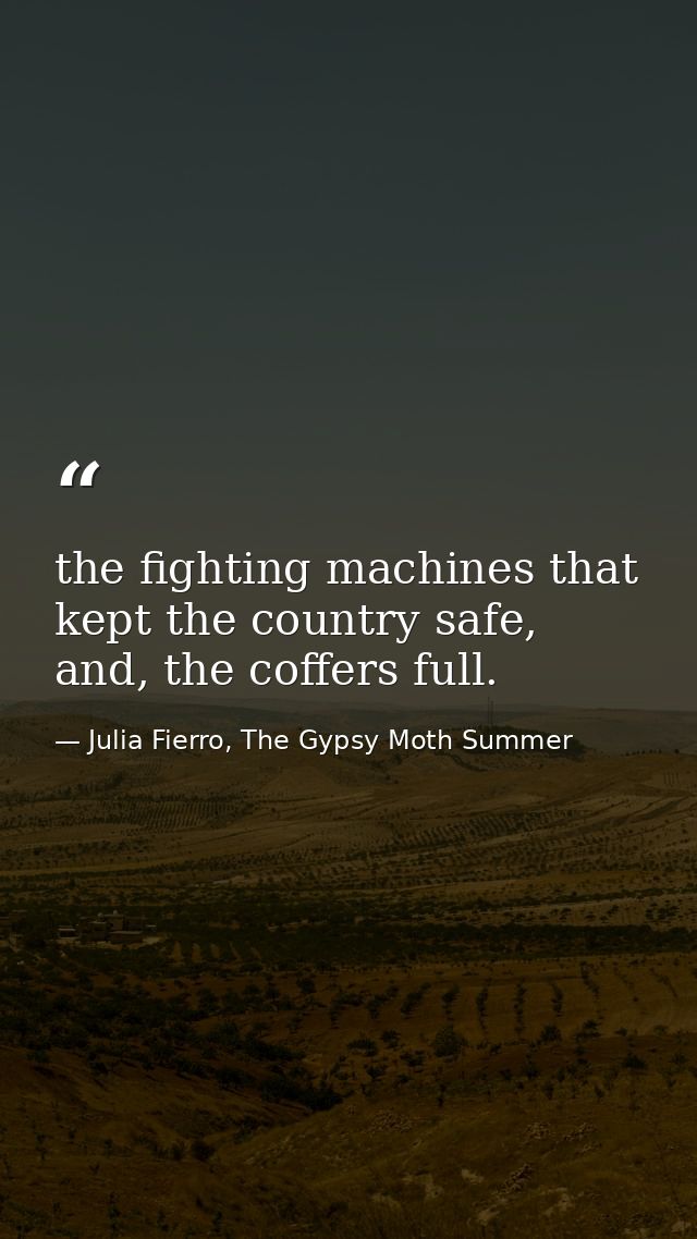 the fighting machines that kept the country safe, and, the coffers full. — Julia Fierro, The Gypsy Moth Summer