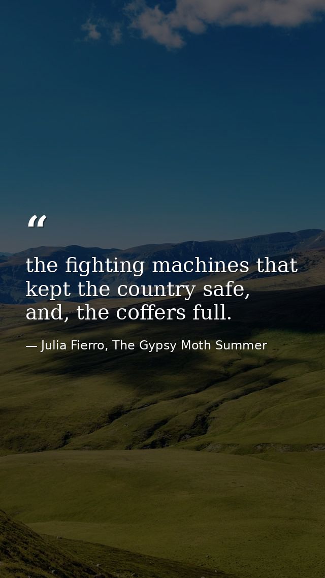 the fighting machines that kept the country safe, and, the coffers full. — Julia Fierro, The Gypsy Moth Summer