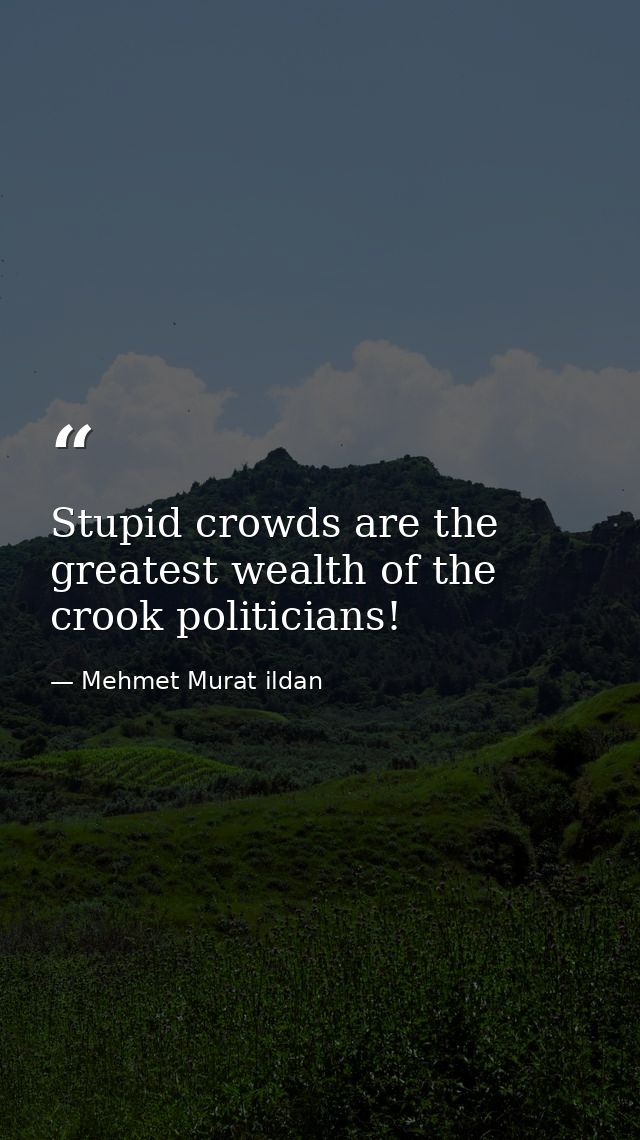 Stupid crowds are the greatest wealth of the crook politicians! — Mehmet Murat ildan