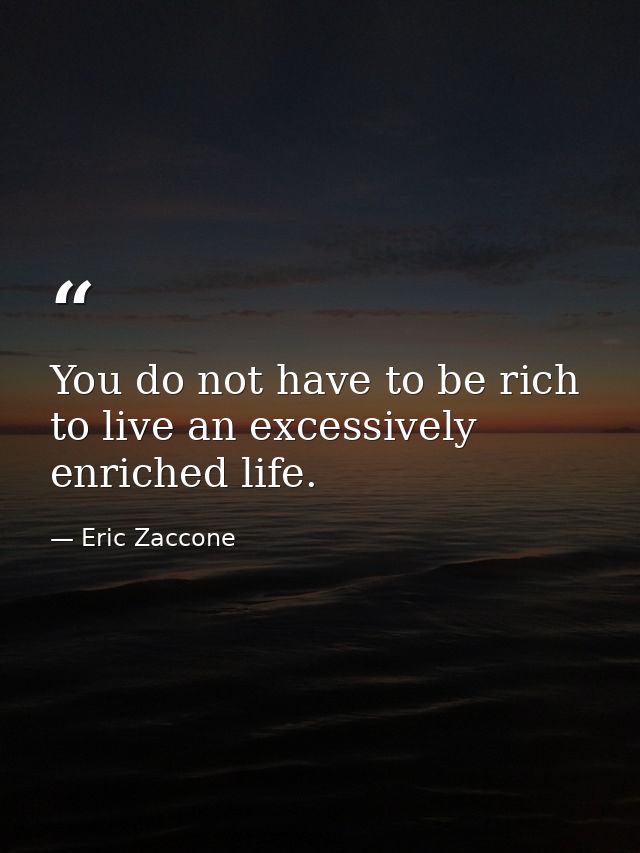 You do not have to be rich to live an excessively enriched life. — Eric Zaccone