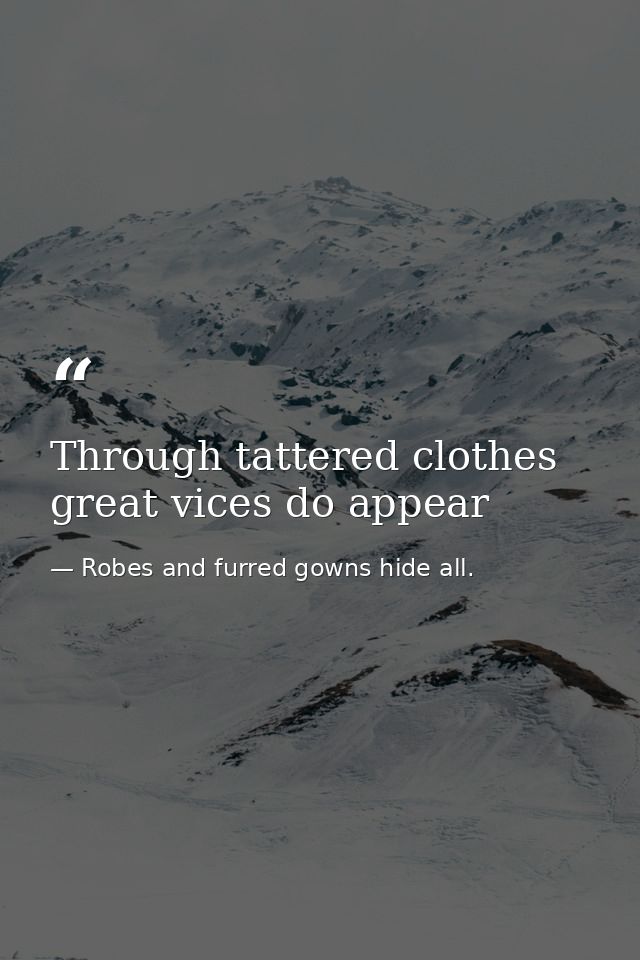 Through tattered clothes great vices do appear — Robes and furred gowns hide all.