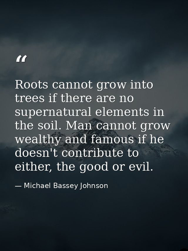 Roots cannot grow into trees if there are no supernatural elements in the soil. Man cannot grow wealthy and famous if he — Michael Bassey Johnson