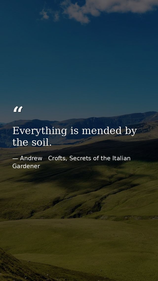 Everything is mended by the soil. — Andrew   Crofts, Secrets of the Italian Gardener