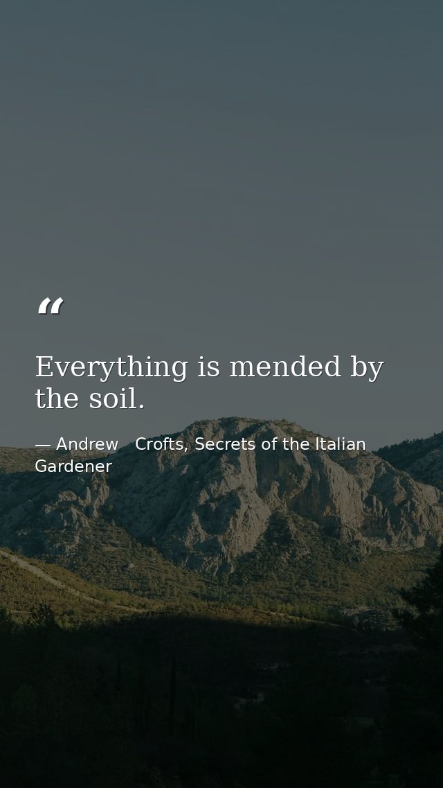 Everything is mended by the soil. — Andrew   Crofts, Secrets of the Italian Gardener