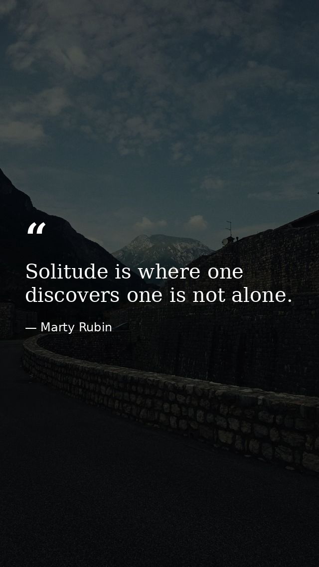 Solitude is where one discovers one is not alone. — Marty Rubin