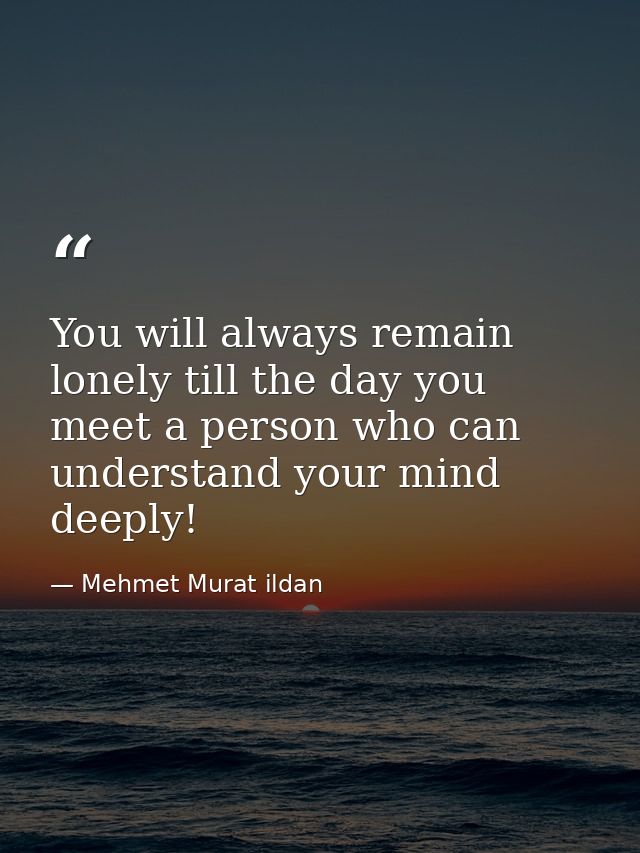 You will always remain lonely till the day you meet a person who can understand your mind deeply! — Mehmet Murat ildan