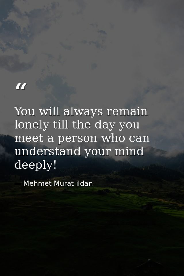 You will always remain lonely till the day you meet a person who can understand your mind deeply! — Mehmet Murat ildan