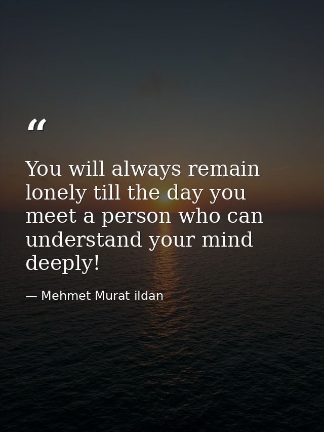You will always remain lonely till the day you meet a person who can understand your mind deeply! — Mehmet Murat ildan