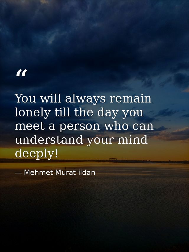 You will always remain lonely till the day you meet a person who can understand your mind deeply! — Mehmet Murat ildan