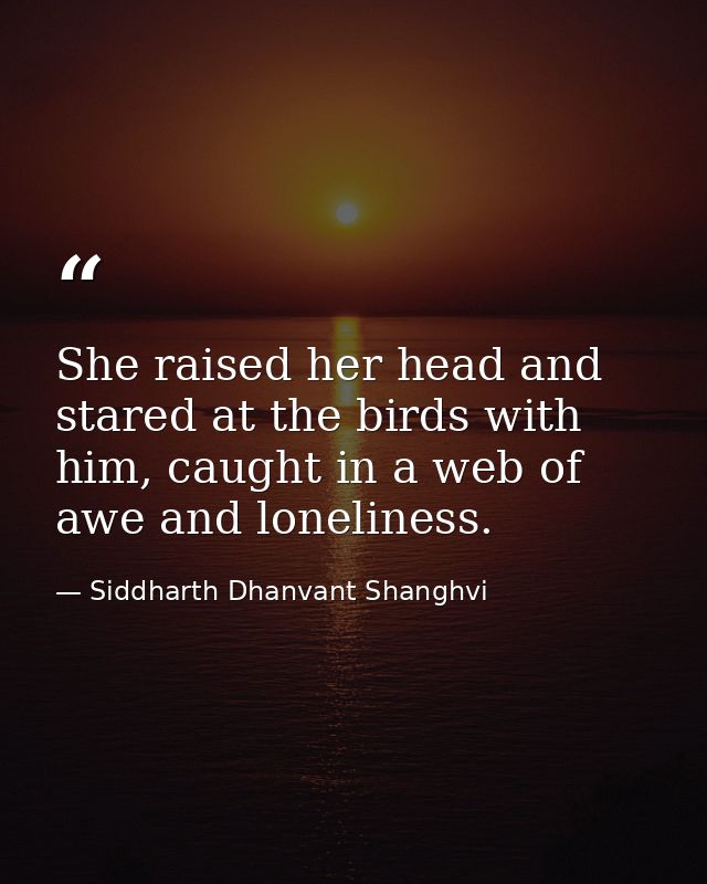 She raised her head and stared at the birds with him, caught in a web of awe and loneliness. — Siddharth Dhanvant Shanghvi