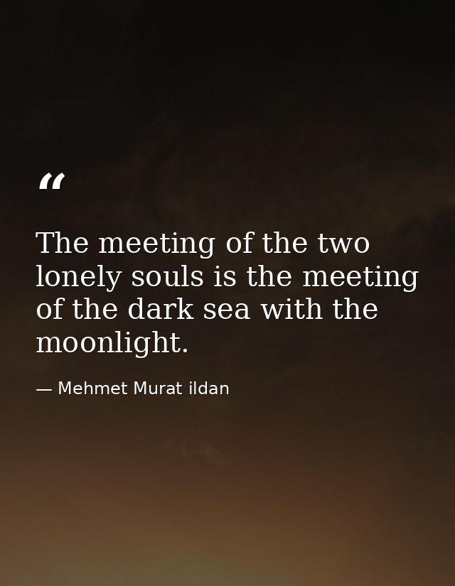 The meeting of the two lonely souls is the meeting of the dark sea with the moonlight. — Mehmet Murat ildan