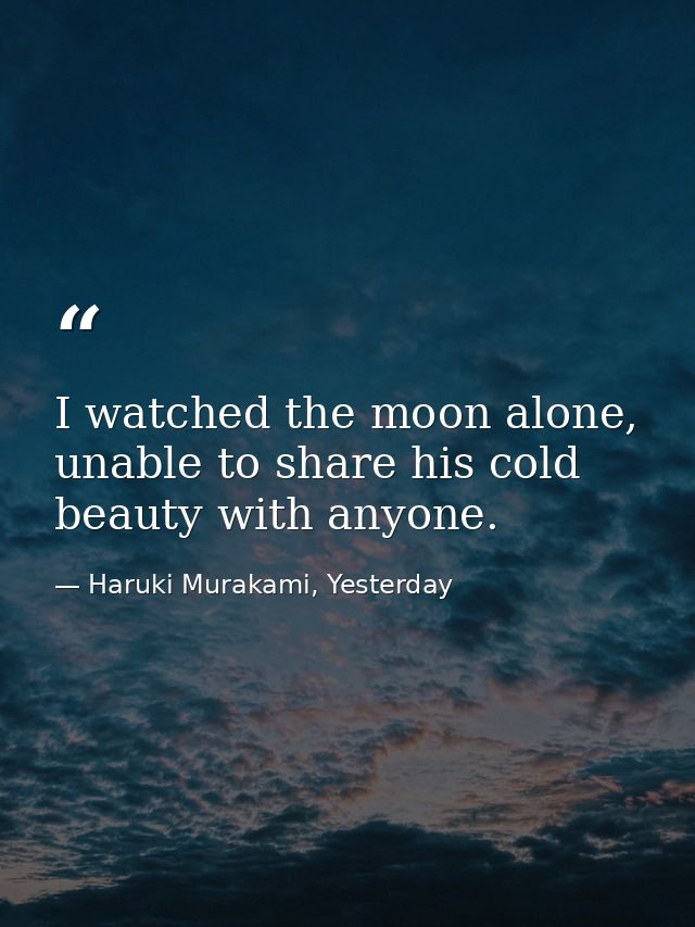 I watched the moon alone, unable to share his cold beauty with anyone. — Haruki Murakami, Yesterday