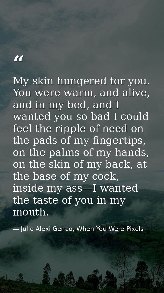 My skin hungered for you. You were warm, and alive, and in my bed, and I wanted you so bad I could feel the ripple of ne — Julio Alexi Genao, When You Were Pixels