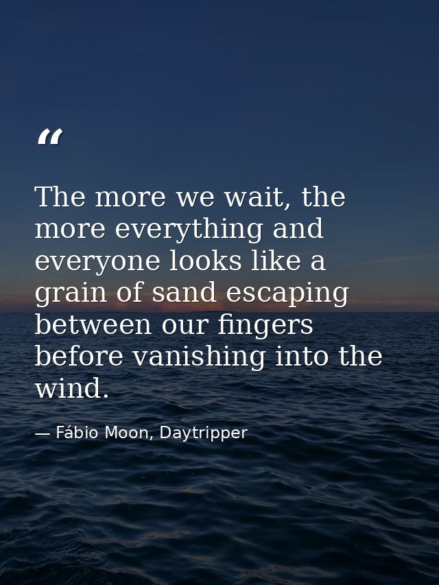 The more we wait, the more everything and everyone looks like a grain of sand escaping between our fingers before vanish — Fábio Moon, Daytripper