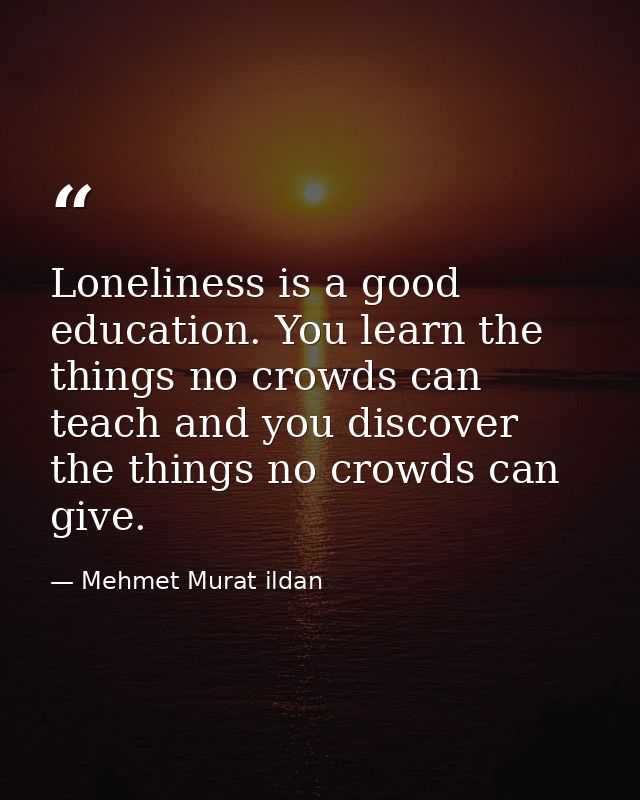 Loneliness is a good education. You learn the things no crowds can teach and you discover the things no crowds can give. — Mehmet Murat ildan