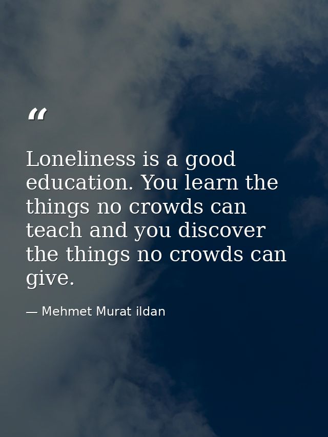 Loneliness is a good education. You learn the things no crowds can teach and you discover the things no crowds can give. — Mehmet Murat ildan