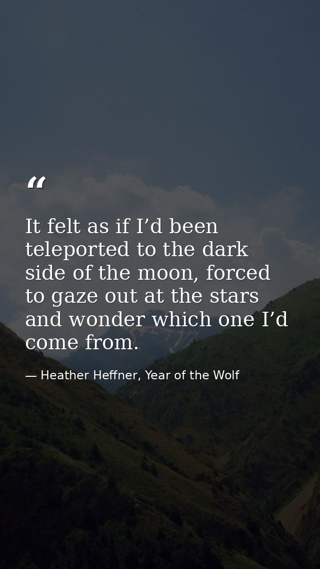 It felt as if I’d been teleported to the dark side of the moon, forced to gaze out at the stars and wonder which one I’d — Heather Heffner, Year of the Wolf