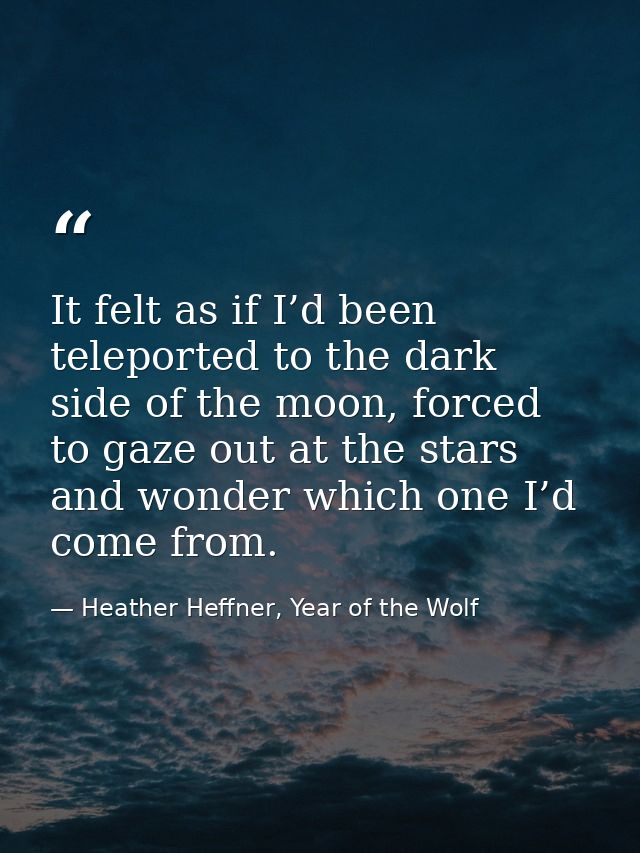 It felt as if I’d been teleported to the dark side of the moon, forced to gaze out at the stars and wonder which one I’d — Heather Heffner, Year of the Wolf