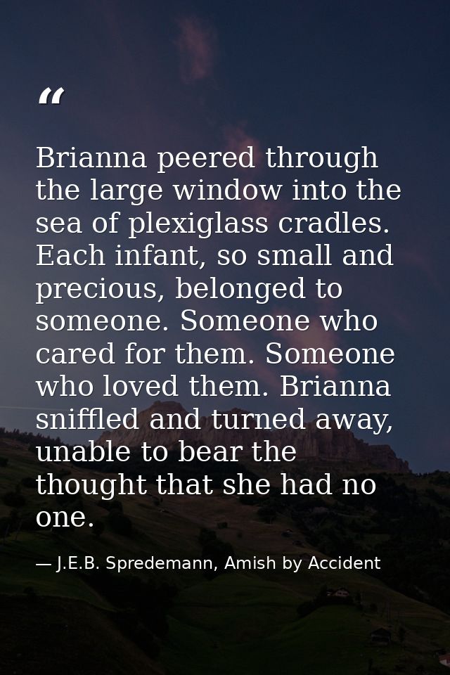 Brianna peered through the large window into the sea of plexiglass cradles. Each infant, so small and precious, belonged — J.E.B. Spredemann, Amish by Accident