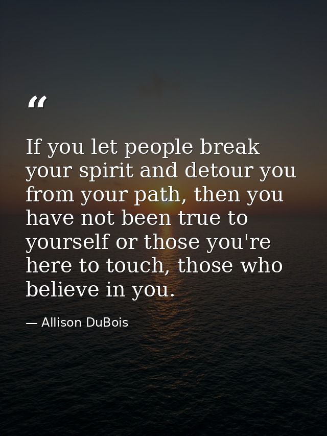 If you let people break your spirit and detour you from your path, then you have not been true to yourself or those you' — Allison DuBois