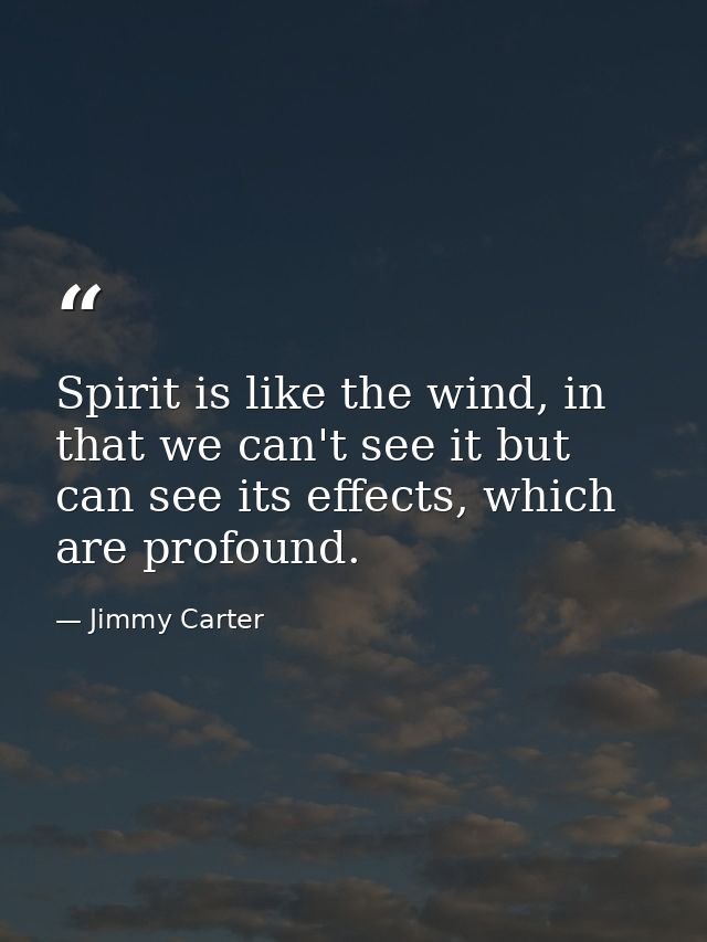 Spirit is like the wind, in that we can't see it but can see its effects, which are profound. — Jimmy Carter