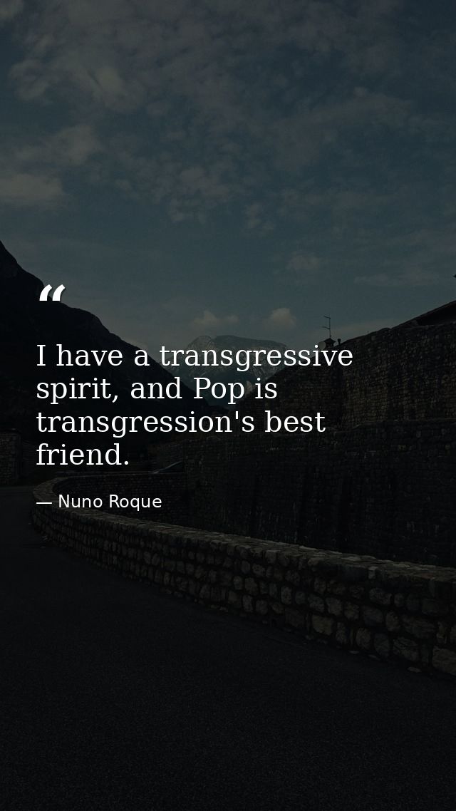 I have a transgressive spirit, and Pop is transgression's best friend. — Nuno Roque