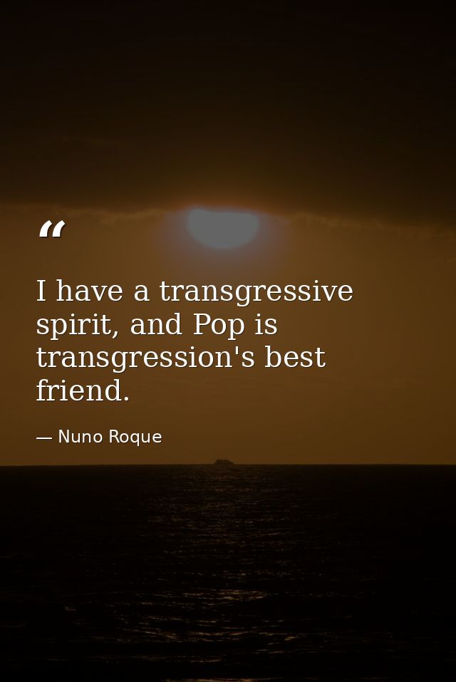 I have a transgressive spirit, and Pop is transgression's best friend. — Nuno Roque