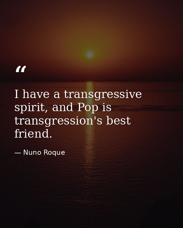 I have a transgressive spirit, and Pop is transgression's best friend. — Nuno Roque