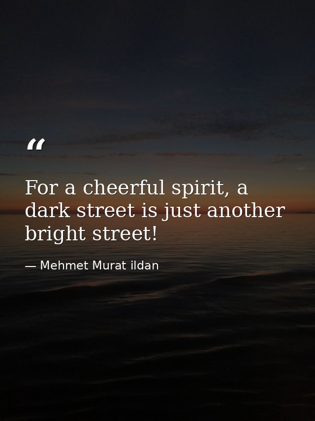 For a cheerful spirit, a dark street is just another bright street! — Mehmet Murat ildan