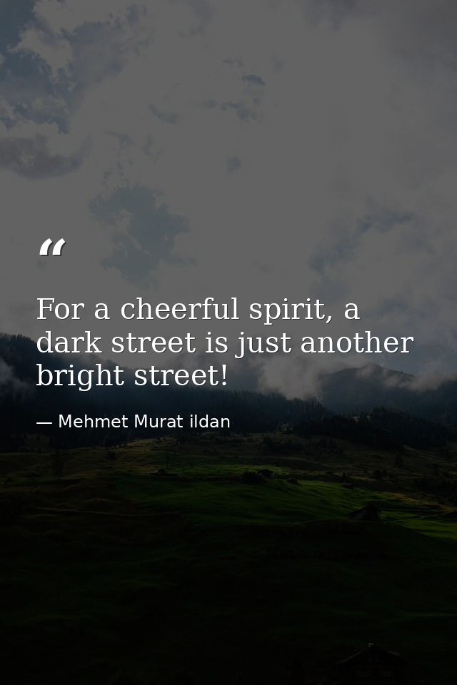 For a cheerful spirit, a dark street is just another bright street! — Mehmet Murat ildan
