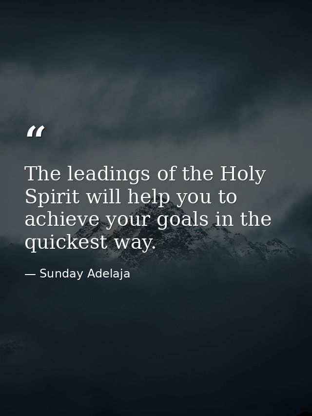 The leadings of the Holy Spirit will help you to achieve your goals in the quickest way. — Sunday Adelaja