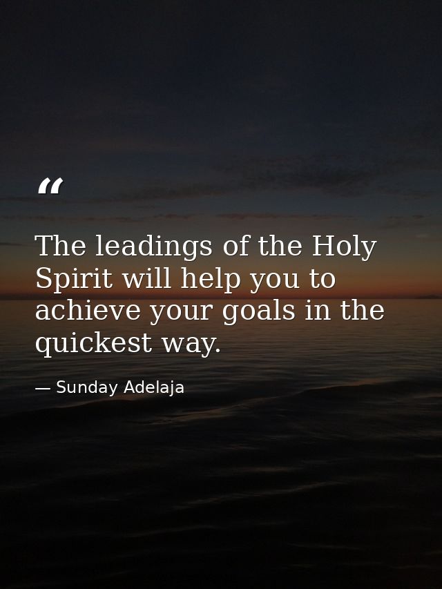 The leadings of the Holy Spirit will help you to achieve your goals in the quickest way. — Sunday Adelaja