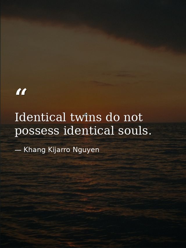 Identical twins do not possess identical souls. — Khang Kijarro Nguyen