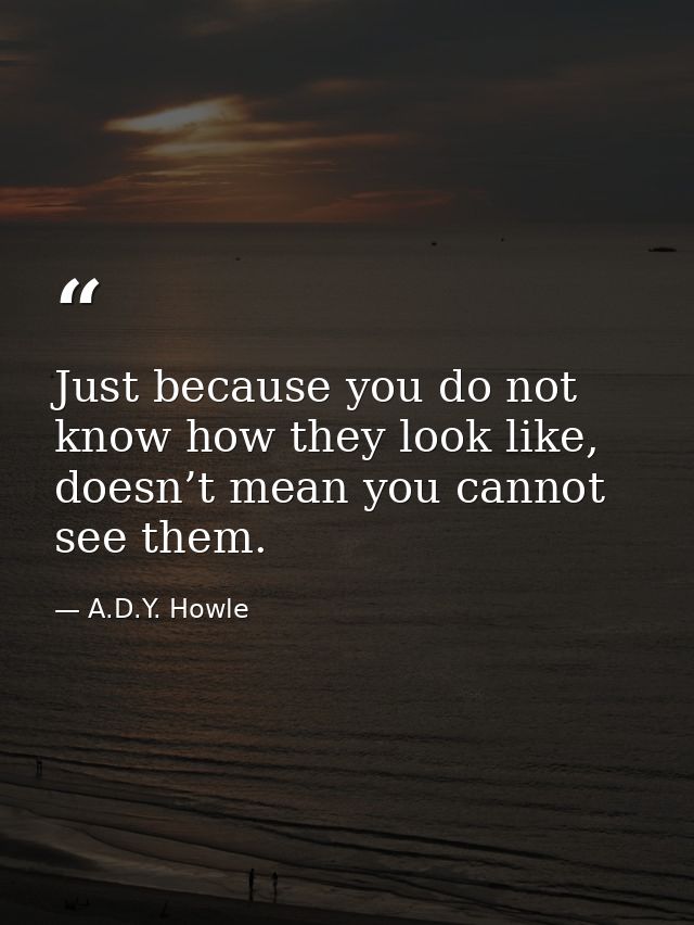 Just because you do not know how they look like, doesn’t mean you cannot see them. — A.D.Y. Howle