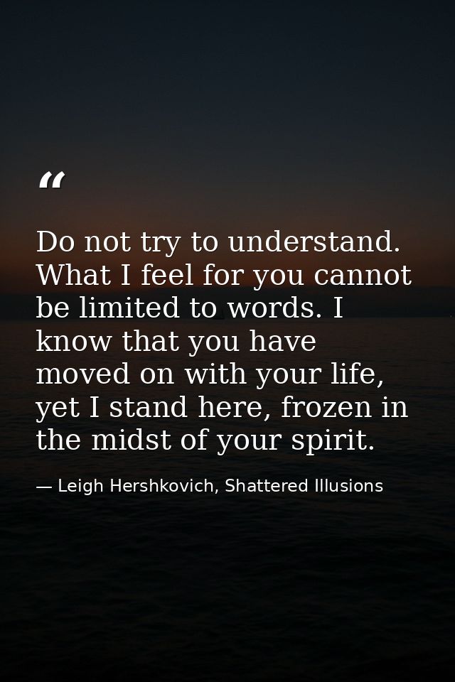 Do not try to understand. What I feel for you cannot be limited to words. I know that you have moved on with your life,  — Leigh Hershkovich, Shattered Illusions